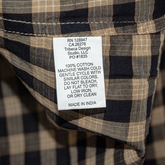 NILI LOTAN Women's Button front Shirt Beige Black Check Medium - Picture 6 of 8